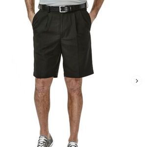 HAGGAR Men’s Performance Wear Pleated Black Golf Shorts | Size 30”